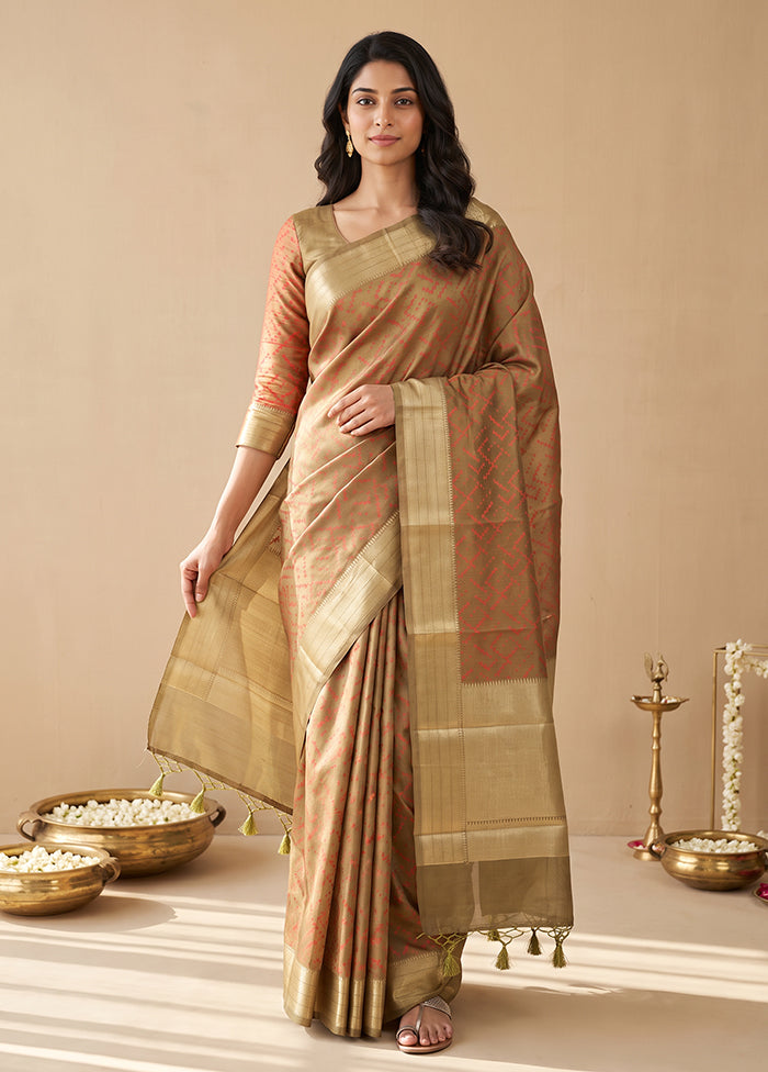 Green Kora Silk Saree With Blouse Piece
