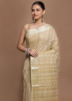 Cream Cotton Saree With Blouse Piece