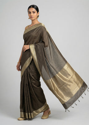 Grey Kora Silk Saree With Blouse Piece