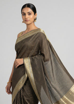 Grey Kora Silk Saree With Blouse Piece