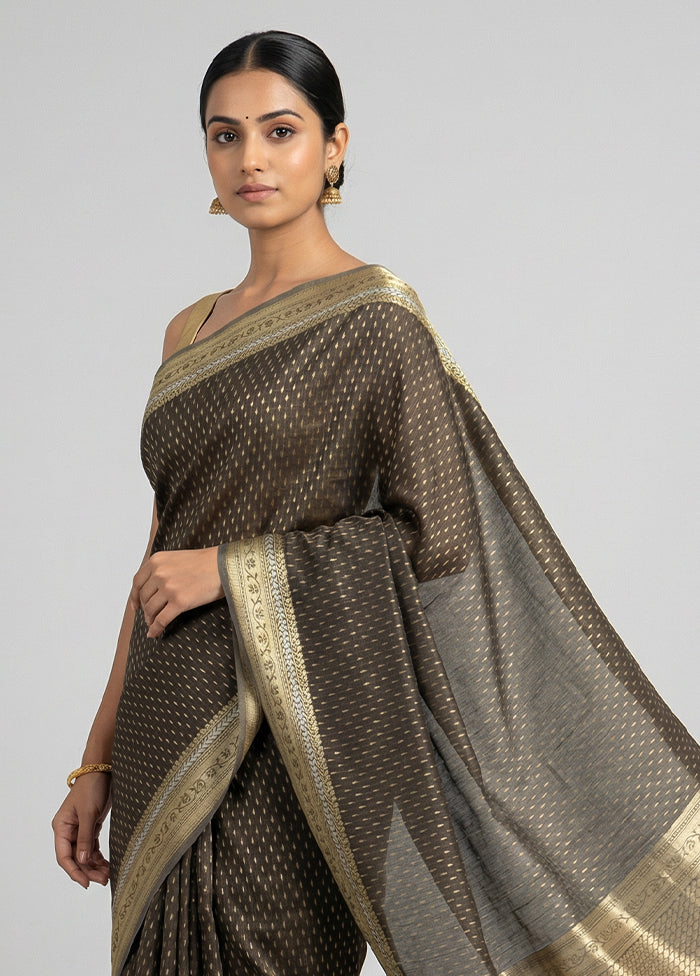Grey Kora Silk Saree With Blouse Piece