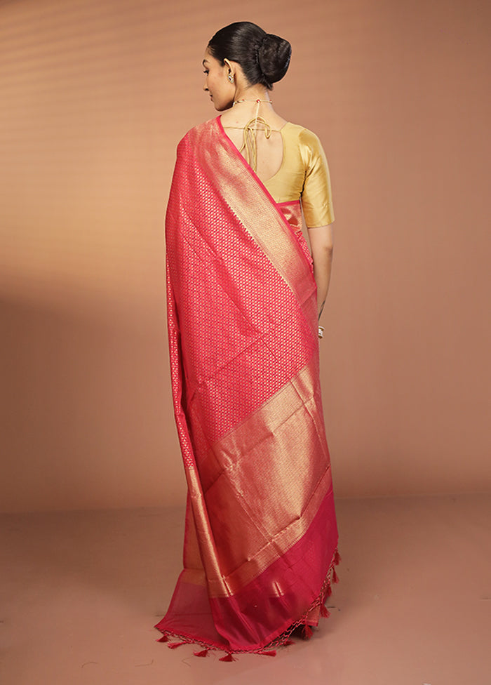 Red Kora Silk Saree With Blouse Piece