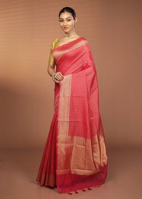 Red Kora Silk Saree With Blouse Piece