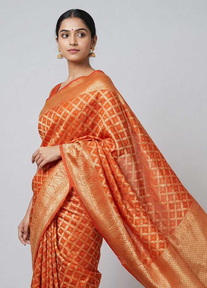 Red Kora Silk Saree With Blouse Piece