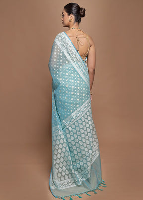 Green Kora Silk Saree With Blouse Piece