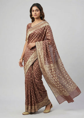 Purple Kora Silk Saree With Blouse Piece