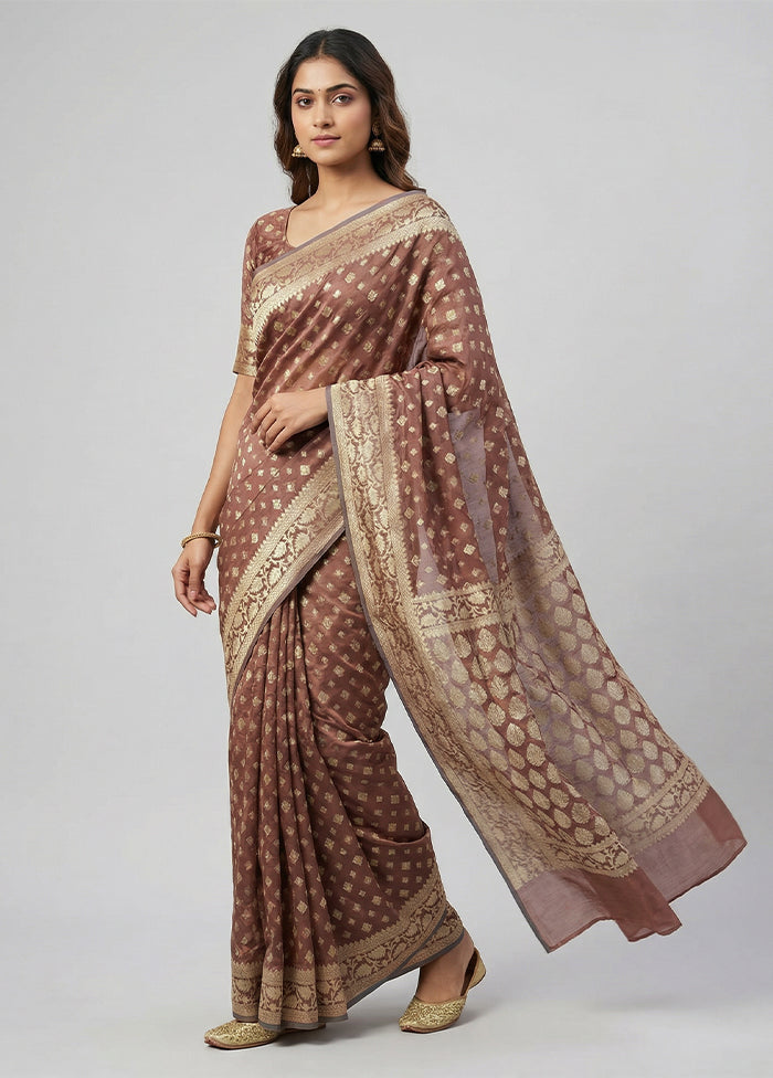 Purple Kora Silk Saree With Blouse Piece