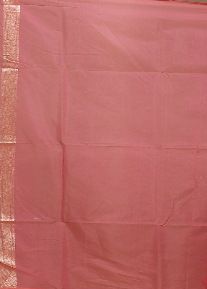Pink Kora Silk Saree With Blouse Piece