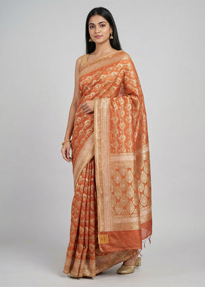 Pink Kora Silk Saree With Blouse Piece