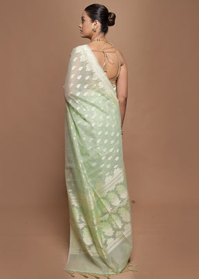 Green Kora Silk Saree With Blouse Piece