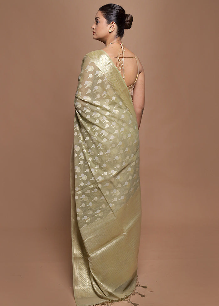 Cream Kora Silk Saree With Blouse Piece
