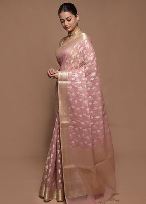 Pink Kora Silk Saree With Blouse Piece