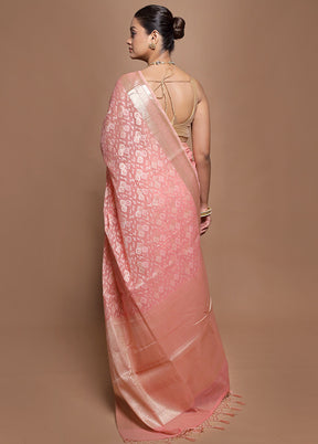 Pink Kora Silk Saree With Blouse Piece