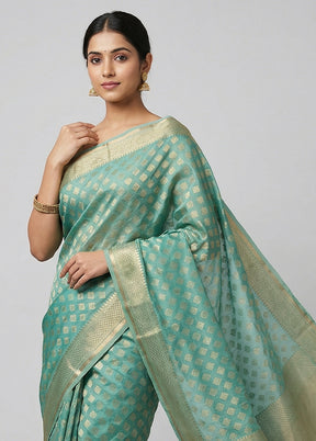 Green Kora Silk Saree With Blouse Piece