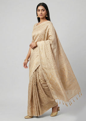 Cream Tissue Silk Saree With Blouse Piece