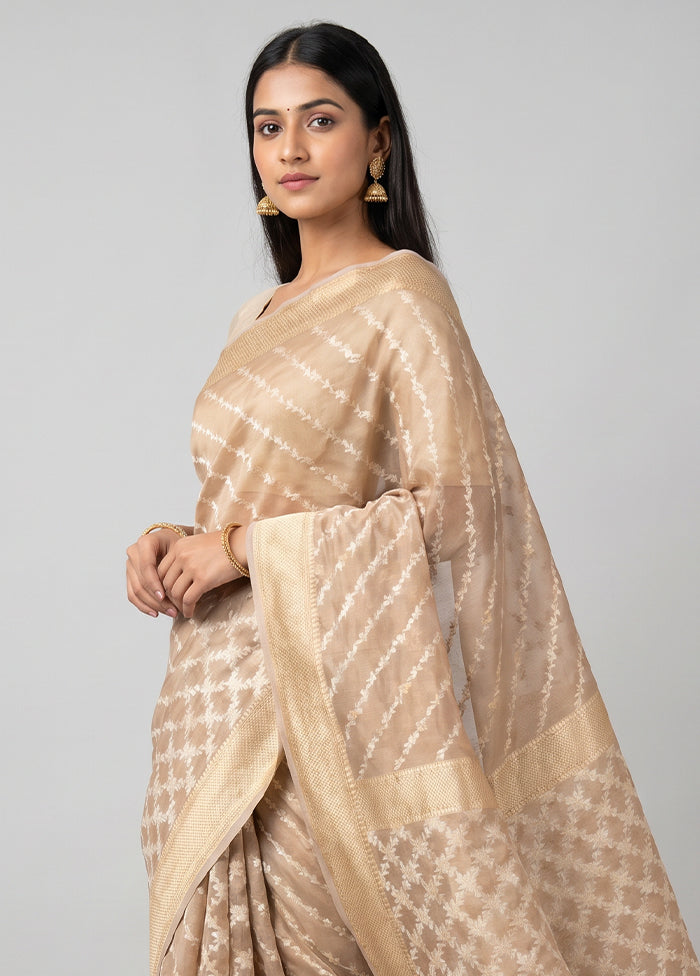 Cream Tissue Silk Saree With Blouse Piece