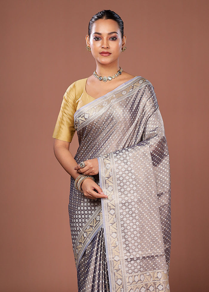 Purple Tissue Silk Saree With Blouse Piece