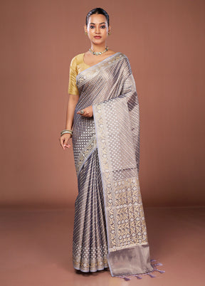 Purple Tissue Silk Saree With Blouse Piece