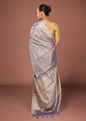 Purple Tissue Silk Saree With Blouse Piece