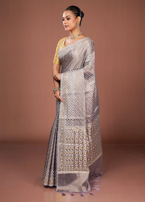 Purple Tissue Silk Saree With Blouse Piece