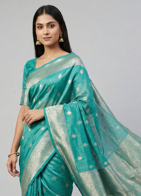 Green Tissue Silk Saree With Blouse Piece