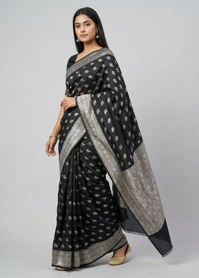 Black Katan Silk Saree With Blouse Piece