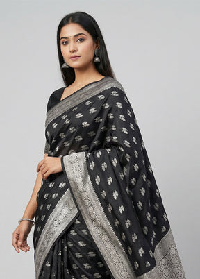 Black Katan Silk Saree With Blouse Piece