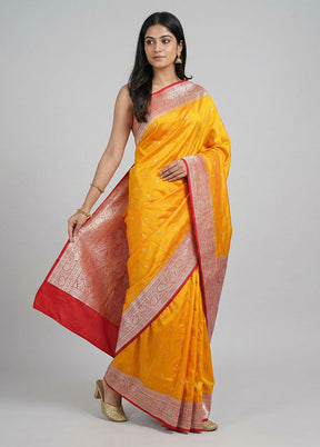 Yellow Katan Silk Saree With Blouse Piece