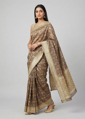 Grey Kora Silk Saree With Blouse Piece