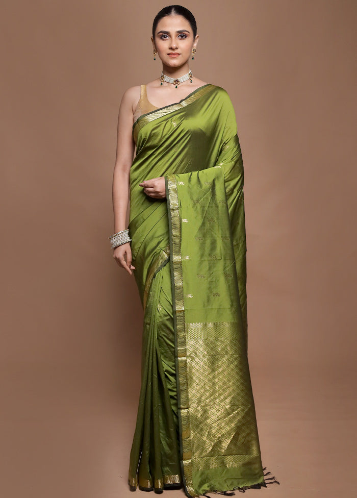 Green Kanjivaram Silk Saree With Blouse Piece