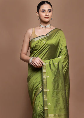 Green Kanjivaram Silk Saree With Blouse Piece