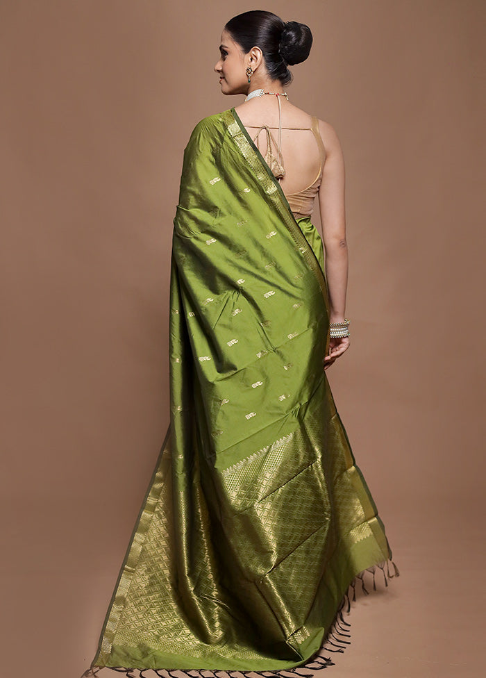 Green Kanjivaram Silk Saree With Blouse Piece