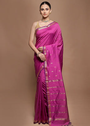 Purple Kanjivaram Silk Saree With Blouse Piece
