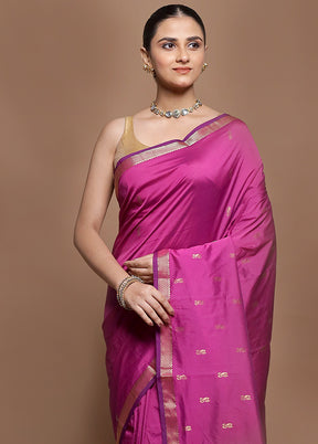 Purple Kanjivaram Silk Saree With Blouse Piece