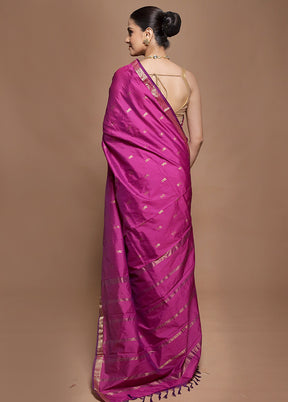 Purple Kanjivaram Silk Saree With Blouse Piece