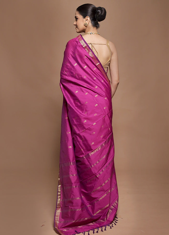 Purple Kanjivaram Silk Saree With Blouse Piece