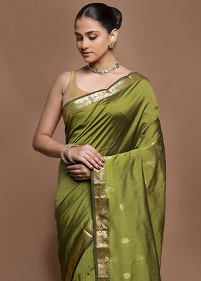 Green Kanjivaram Silk Saree With Blouse Piece