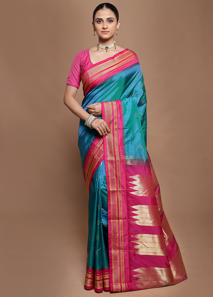 Green Kanjivaram Silk Saree With Blouse Piece