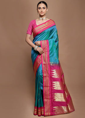 Green Kanjivaram Silk Saree With Blouse Piece