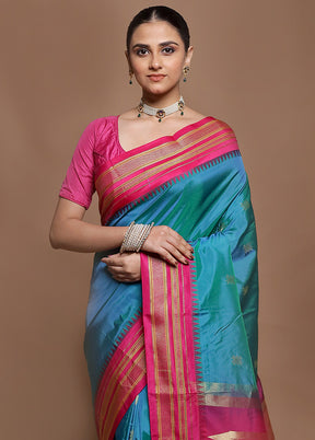 Green Kanjivaram Silk Saree With Blouse Piece