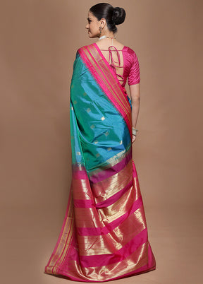 Green Kanjivaram Silk Saree With Blouse Piece