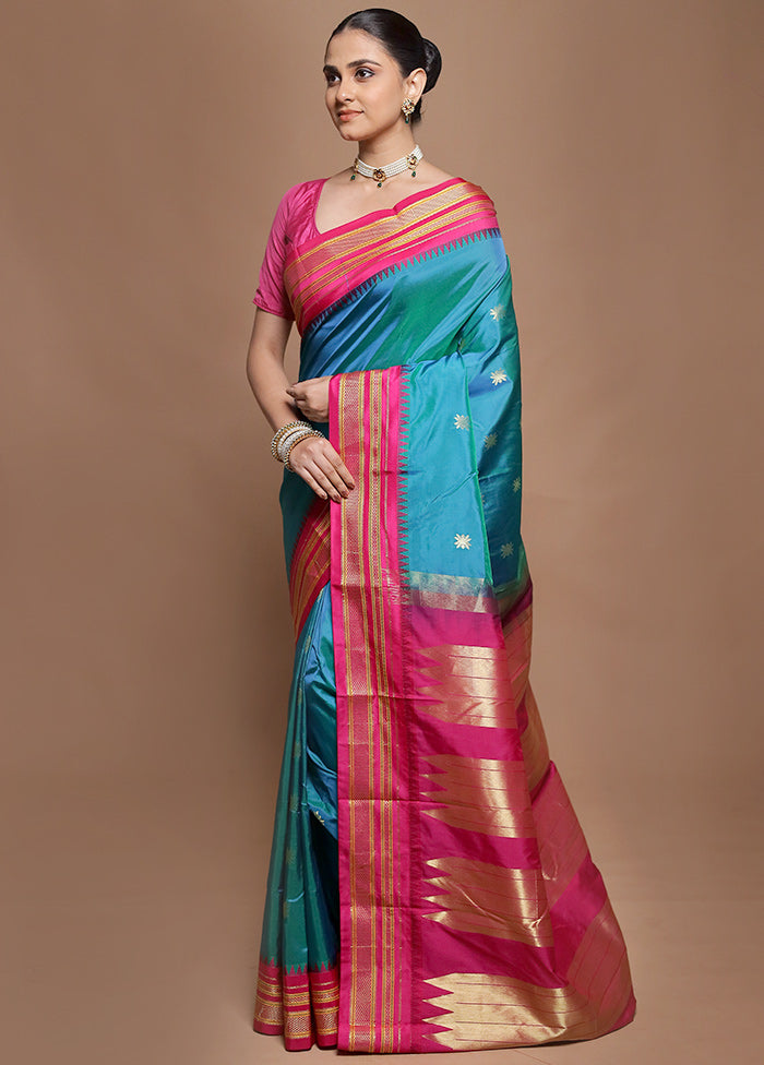 Green Kanjivaram Silk Saree With Blouse Piece