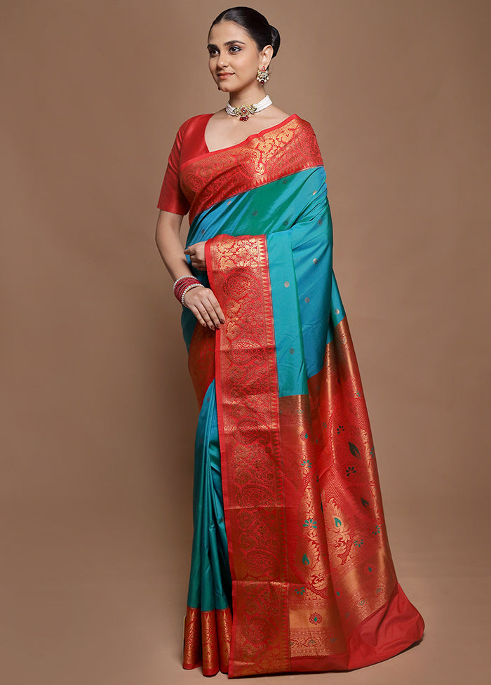 Green Kanjivaram Silk Saree With Blouse Piece
