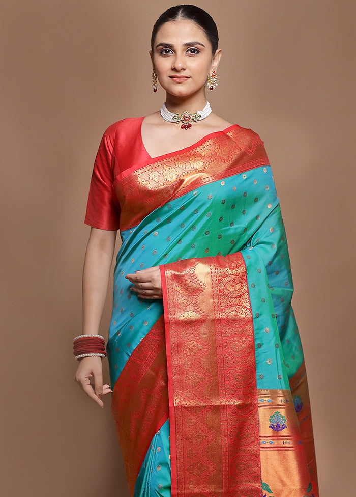 Green Kanjivaram Silk Saree With Blouse Piece