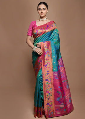 Green Kanjivaram Silk Saree With Blouse Piece