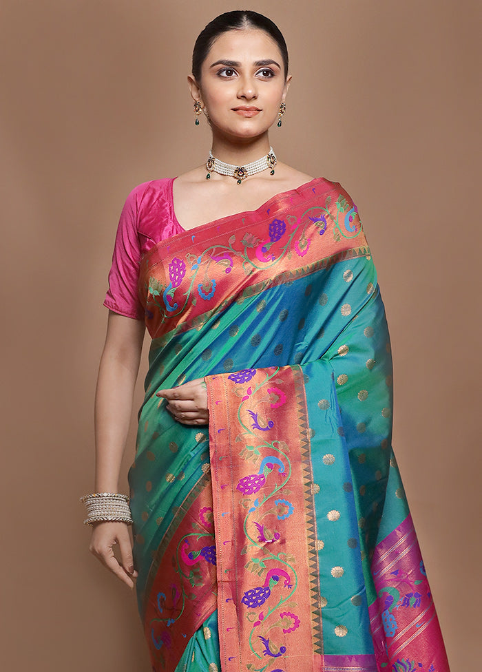 Green Kanjivaram Silk Saree With Blouse Piece