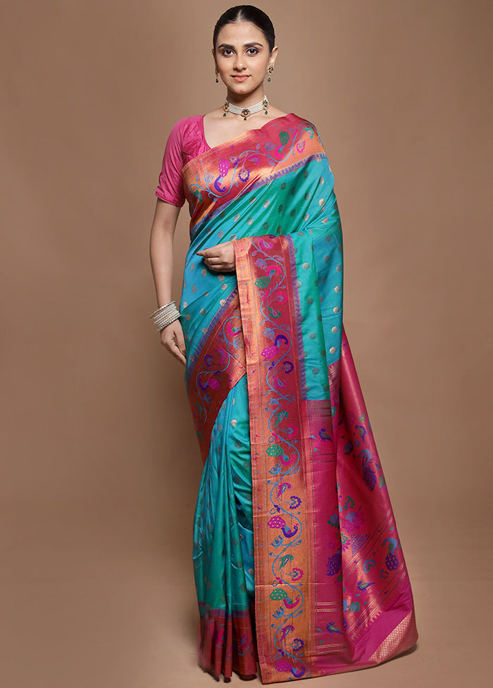 Green Kanjivaram Silk Saree With Blouse Piece