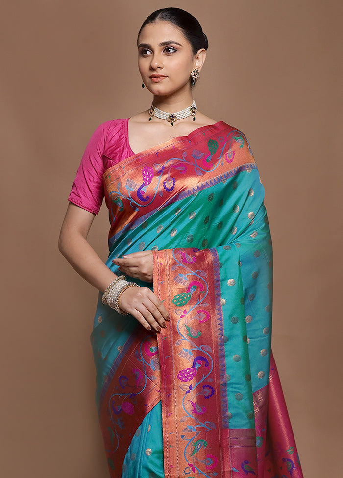 Green Kanjivaram Silk Saree With Blouse Piece
