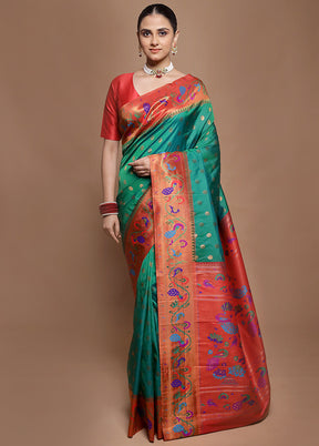Green Kanjivaram Silk Saree With Blouse Piece