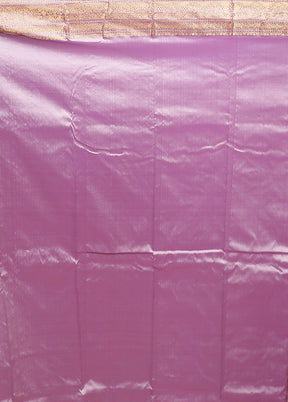 Purple Handloom Kanjivaram Pure Silk Saree With Blouse Piece